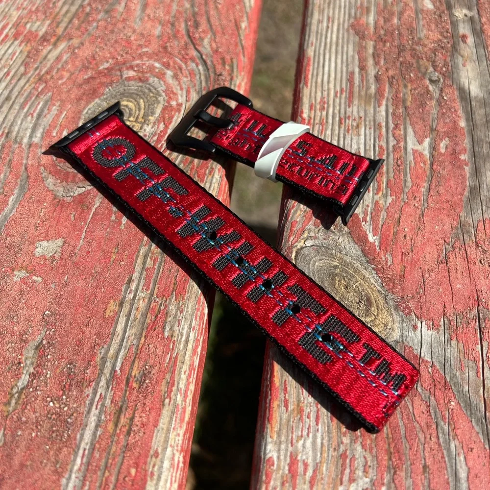 Off-White Mini Belt Apple Watch Band Red